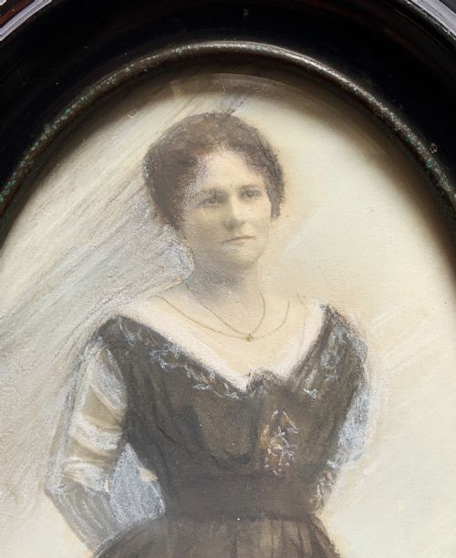 fig 3. Miniature Victorian Portrait Painting Oval Watercolour & Pastel x2 Paintings!