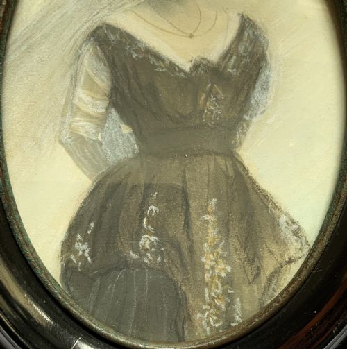 fig 4. Miniature Victorian Portrait Painting Oval Watercolour & Pastel x2 Paintings!