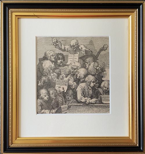 After William Hogarth (1697-1764), Antique Etching 'A Chorus of Singers' Framed