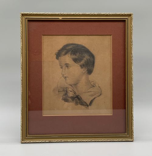 PAIR 19THCENTURY ANTIQUE PORTRAIT PENCIL DRAWINGS MANNER OF SIR THOMAS LAWRENCE - ADDITIONAL PHOTO 4