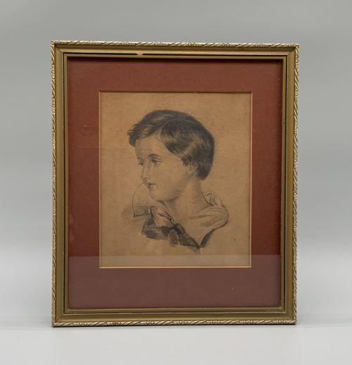 PAIR 19THCENTURY ANTIQUE PORTRAIT PENCIL DRAWINGS MANNER OF SIR THOMAS LAWRENCE - ADDITIONAL PHOTO 5