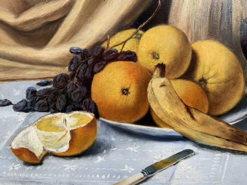 MUSEUM QUALITY STILL LIFE OIL PAINTING EDWARDIAN ANTIQUE SIGNED ORIGINAL 2OF2 - ADDITIONAL PHOTO 7