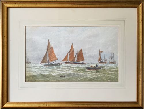 SEASCAPE SAILING WATERCOLOUR PAINTING BY GEORGE STANFIELD WALTERS 18381924
