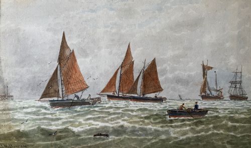 SEASCAPE SAILING WATERCOLOUR PAINTING BY GEORGE STANFIELD WALTERS 18381924 - ADDITIONAL PHOTO 2