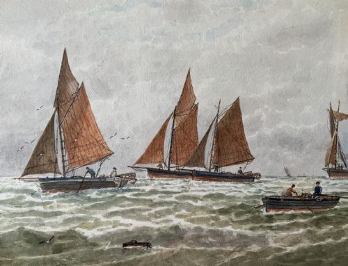 SEASCAPE SAILING WATERCOLOUR PAINTING BY GEORGE STANFIELD WALTERS 18381924 - ADDITIONAL PHOTO 3