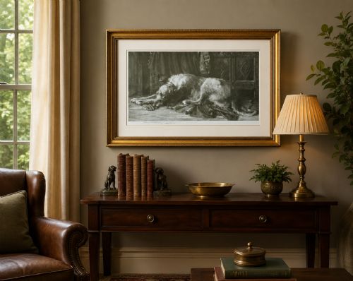 fig 1. Herbert Thomas Dicksee (1862-1942) Signed Artist Etching Hunting Hound