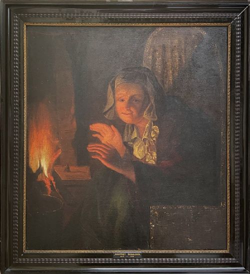 Large Nocturnal Dutch Oil Portrait Painting After Godfried Schalcken (1643-1706)