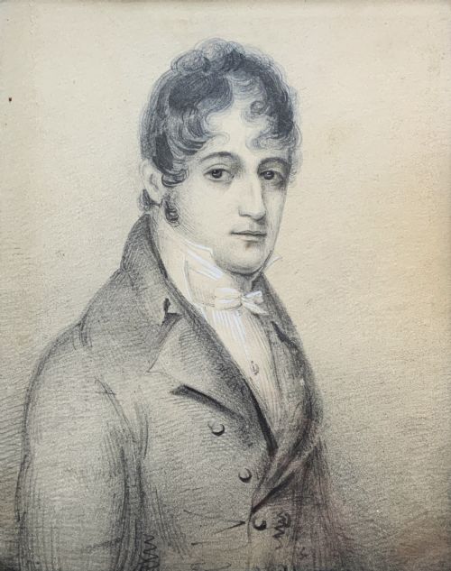 fig 2. Miniature Georgian Portrait Painting Pencil & Gouache Drawing c. 1810