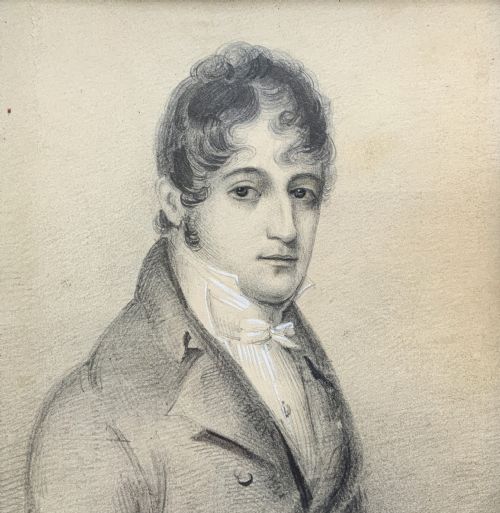 fig 3. Miniature Georgian Portrait Painting Pencil & Gouache Drawing c. 1810
