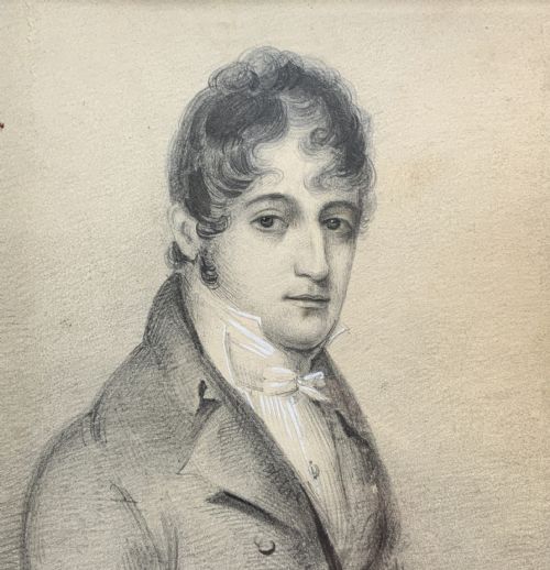 fig 4. Miniature Georgian Portrait Painting Pencil & Gouache Drawing c. 1810