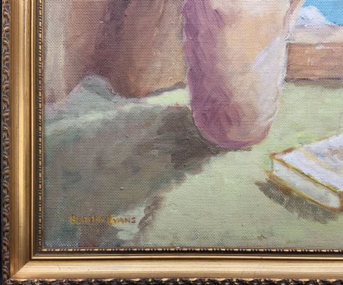 VINTAGE IMPRESSIONIST STILL LIFE OIL PAINTING DAISIES JUG FLORAL MIDCENTURY - ADDITIONAL PHOTO 10