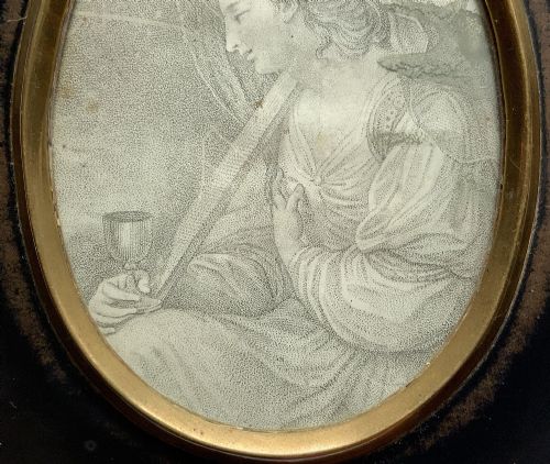 fig 4. Georgian Miniature Pen and Ink Portrait Drawing - 18th Century Ebony Frame 1of3
