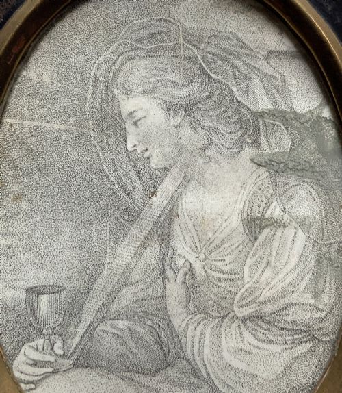 fig 6. Georgian Miniature Pen and Ink Portrait Drawing - 18th Century Ebony Frame 1of3