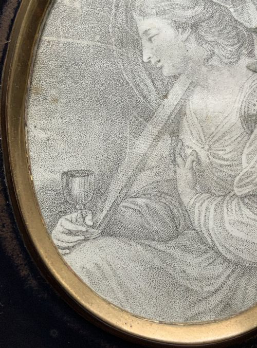 fig 7. Georgian Miniature Pen and Ink Portrait Drawing - 18th Century Ebony Frame 1of3