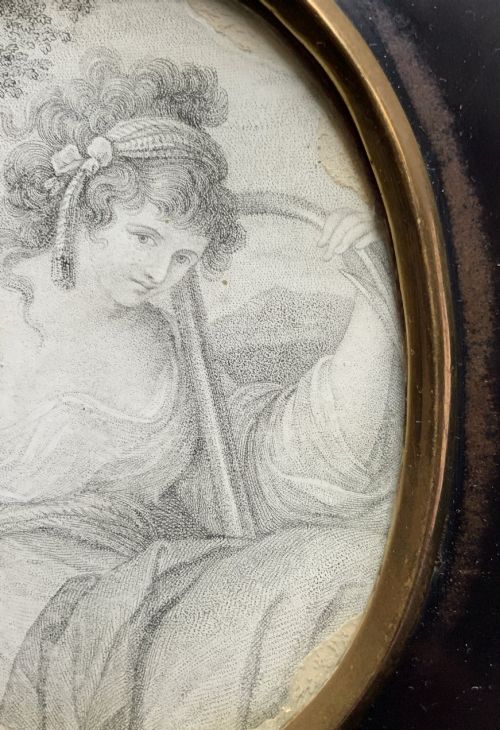 fig 4. Georgian Miniature Pen and Ink Portrait Drawing - 18th Century Ebony Frame 2of3