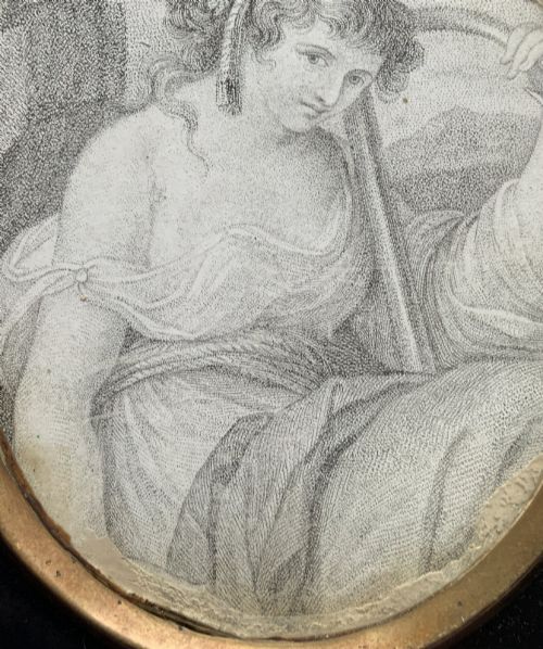 fig 5. Georgian Miniature Pen and Ink Portrait Drawing - 18th Century Ebony Frame 2of3