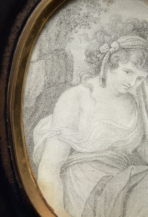 fig 6. Georgian Miniature Pen and Ink Portrait Drawing - 18th Century Ebony Frame 2of3