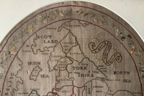 GEORGIAN SAMPLER C 1811 MAP OF ENGLAND WALES NEEDLEPOINT BY MARY BANION 9YRS - ADDITIONAL PHOTO 4