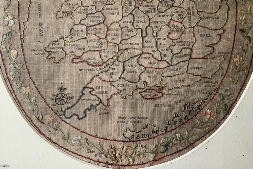 GEORGIAN SAMPLER C 1811 MAP OF ENGLAND WALES NEEDLEPOINT BY MARY BANION 9YRS - ADDITIONAL PHOTO 6