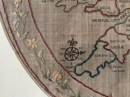 GEORGIAN SAMPLER C 1811 MAP OF ENGLAND WALES NEEDLEPOINT BY MARY BANION 9YRS - ADDITIONAL PHOTO 7