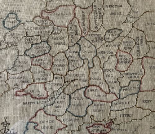 GEORGIAN SAMPLER C 1811 MAP OF ENGLAND WALES NEEDLEPOINT BY MARY BANION 9YRS - ADDITIONAL PHOTO 8