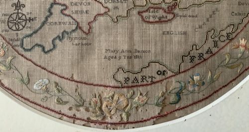 GEORGIAN SAMPLER C 1811 MAP OF ENGLAND WALES NEEDLEPOINT BY MARY BANION 9YRS - ADDITIONAL PHOTO 10