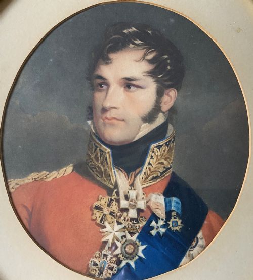 MINIATURE ANTIQUE PORTRAIT OF A PRINCE C 1840 HANDCOLOURED MEZZOTINT 1OF2 - ADDITIONAL PHOTO 2