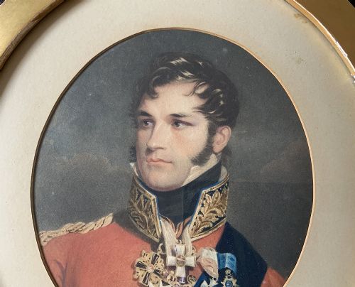 MINIATURE ANTIQUE PORTRAIT OF A PRINCE C 1840 HANDCOLOURED MEZZOTINT 1OF2 - ADDITIONAL PHOTO 3