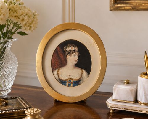 MINIATURE ANTIQUE PORTRAIT OF A PRINCESS C 1840 HANDCOLOURED MEZZOTINT 2OF2 - ADDITIONAL PHOTO 1