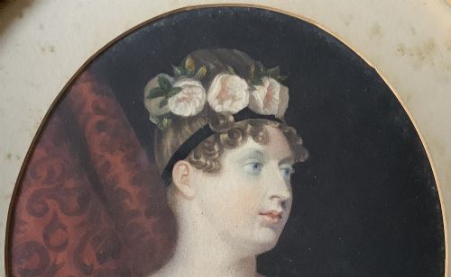 MINIATURE ANTIQUE PORTRAIT OF A PRINCESS C 1840 HANDCOLOURED MEZZOTINT 2OF2 - ADDITIONAL PHOTO 4