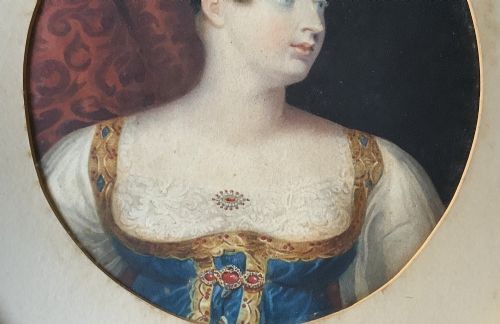 MINIATURE ANTIQUE PORTRAIT OF A PRINCESS C 1840 HANDCOLOURED MEZZOTINT 2OF2 - ADDITIONAL PHOTO 5