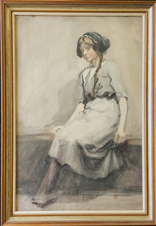 A Phenomenal French Portrait Painting Watercolour & Wash Circa 1900 Antique