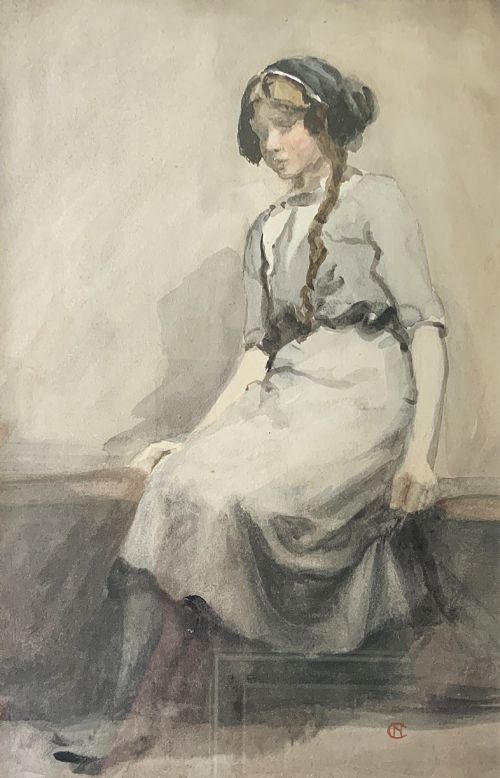 fig 2. A Phenomenal French Portrait Painting Watercolour & Wash Circa 1900 Antique