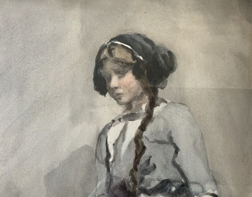 fig 5. A Phenomenal French Portrait Painting Watercolour & Wash Circa 1900 Antique