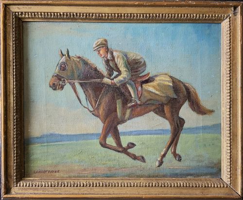 RACEHORSE JOCKEY ANTIQUE OIL PAINTING STUDY BY ERNEST PAYNE 1903 1994