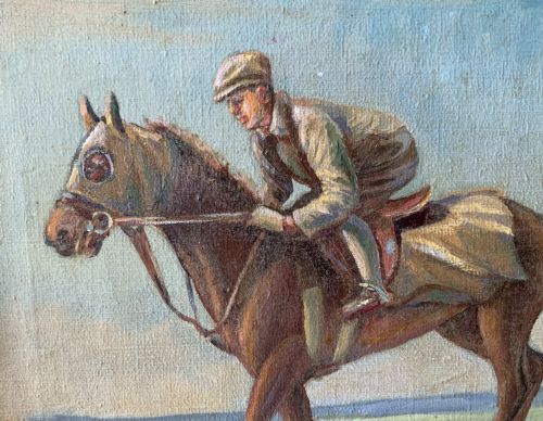 RACEHORSE JOCKEY ANTIQUE OIL PAINTING STUDY BY ERNEST PAYNE 1903 1994 - ADDITIONAL PHOTO 3