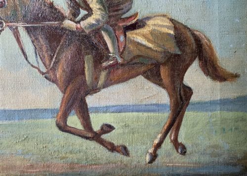 RACEHORSE JOCKEY ANTIQUE OIL PAINTING STUDY BY ERNEST PAYNE 1903 1994 - ADDITIONAL PHOTO 4