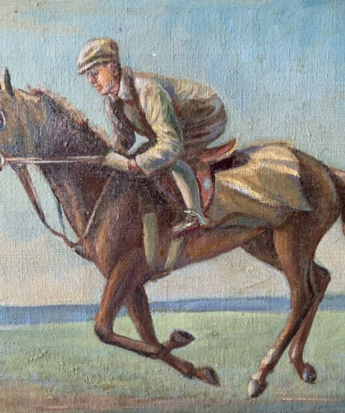 RACEHORSE JOCKEY ANTIQUE OIL PAINTING STUDY BY ERNEST PAYNE 1903 1994 - ADDITIONAL PHOTO 6
