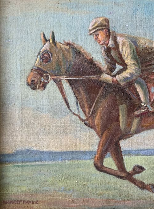 RACEHORSE JOCKEY ANTIQUE OIL PAINTING STUDY BY ERNEST PAYNE 1903 1994 - ADDITIONAL PHOTO 7