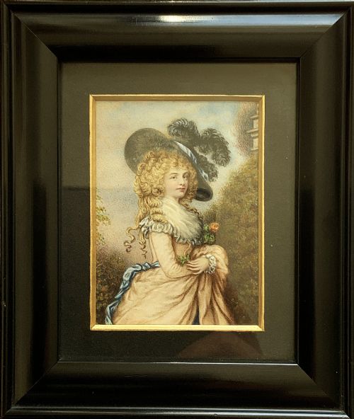 fig 1. Miniature Antique Portrait Painting Duchess of Devonshire Immaculate Original