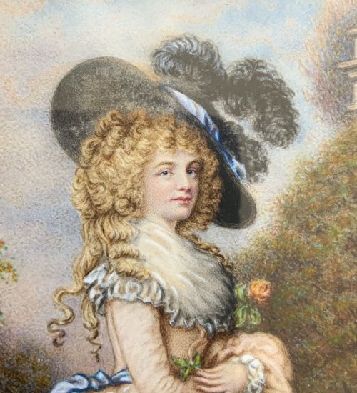 fig 3. Miniature Antique Portrait Painting Duchess of Devonshire Immaculate Original