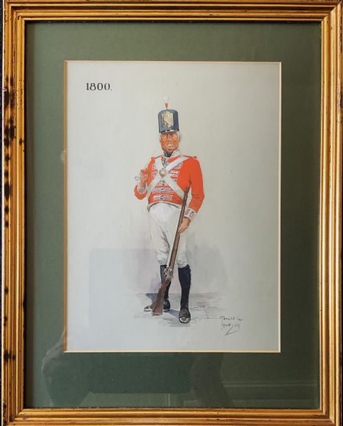 fig 3. Military Portrait Painting (2 of 4) Watercolour & Wash C. 1800 British Soldier