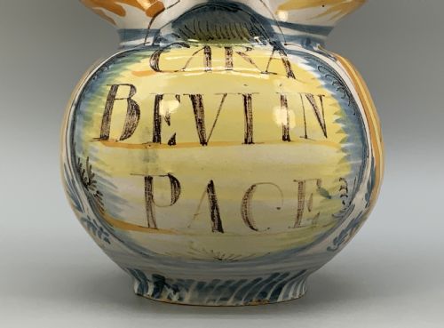 ITALIAN MAJOLICA PHARMACY JUG POLYCHROME MANGONESE YELLOW 19THC DELFT FAIENCE - ADDITIONAL PHOTO 9