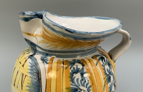 ITALIAN MAJOLICA PHARMACY JUG POLYCHROME MANGONESE YELLOW 19THC DELFT FAIENCE - ADDITIONAL PHOTO 11