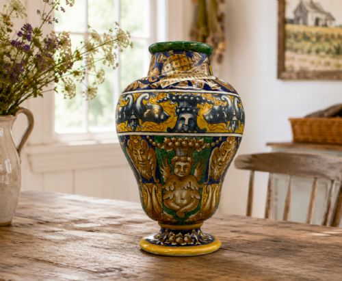 LARGE 17THCENTURY REVIVAL ITALIAN MAJOLICA POLYCHROME VASE DELFT FAIENCE - ADDITIONAL PHOTO 1