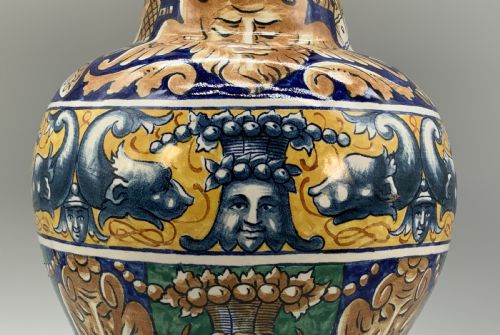 LARGE 17THCENTURY REVIVAL ITALIAN MAJOLICA POLYCHROME VASE DELFT FAIENCE - ADDITIONAL PHOTO 5