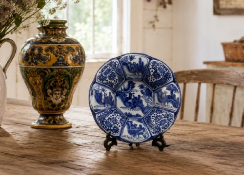 DELFT LOBED DISH BLUE AND WHITE CHINOISERIE 17THCENTURY KRAAK STYLE - ADDITIONAL PHOTO 1