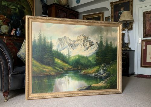 fig 1. Large Scottish Highland Landscape Oil Painting Vintage Antique by Andrew Kurtis