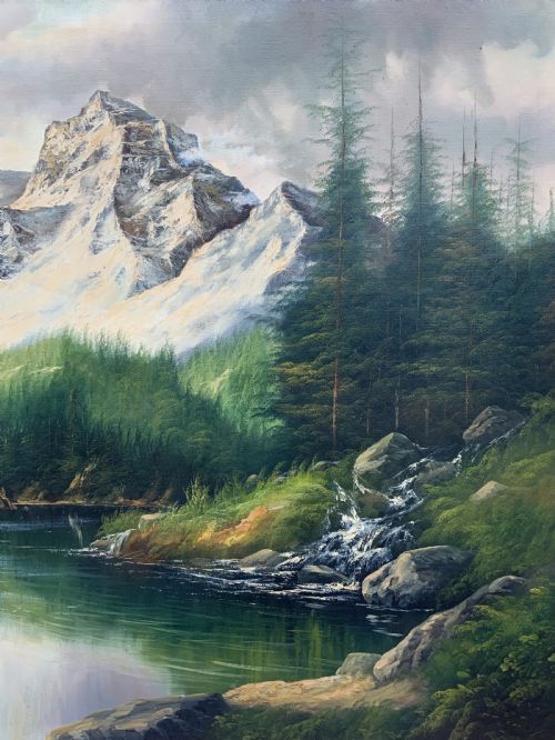 fig 3. Large Scottish Highland Landscape Oil Painting Vintage Antique by Andrew Kurtis