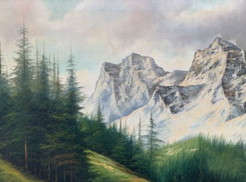 fig 6. Large Scottish Highland Landscape Oil Painting Vintage Antique by Andrew Kurtis